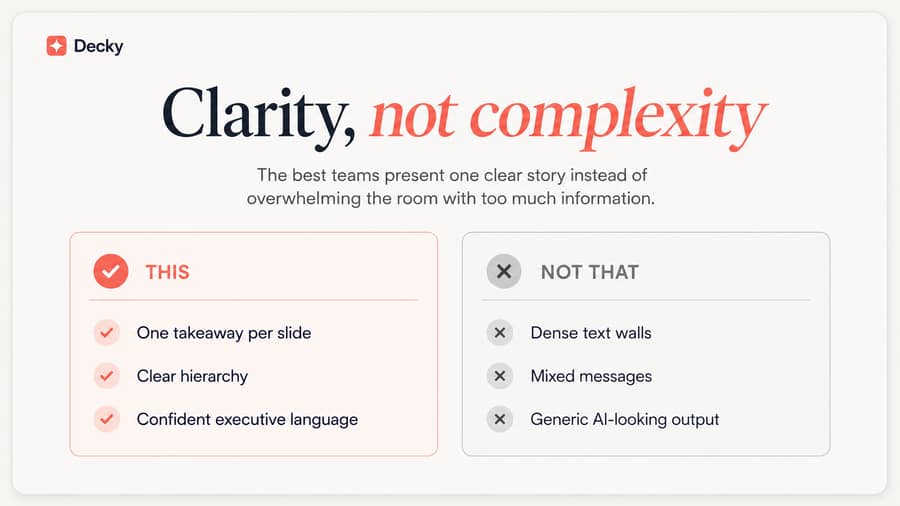 Clarity not complexity this-not-that slide