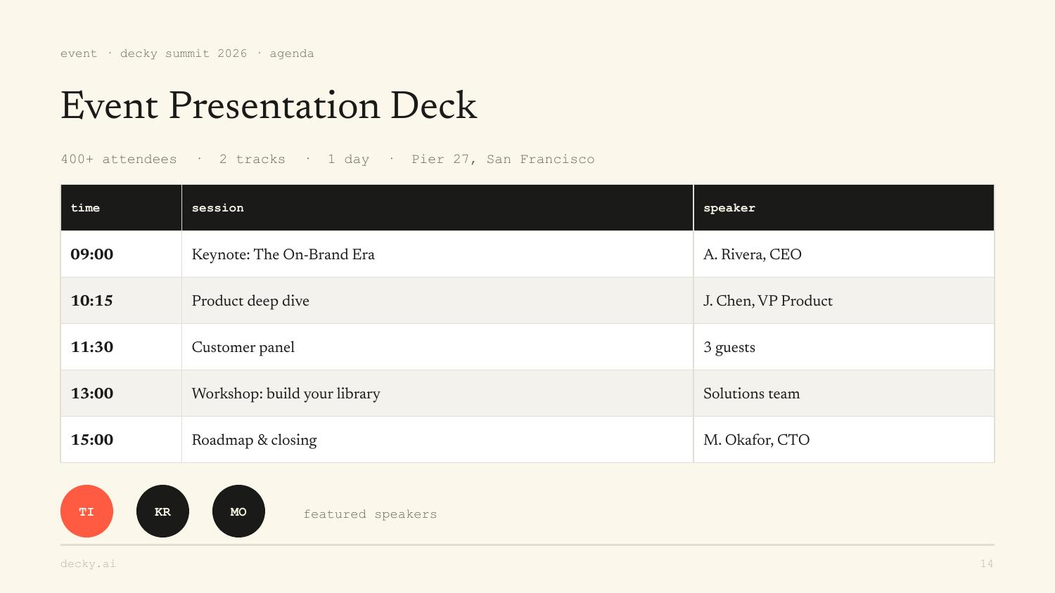 Event Presentation Deck