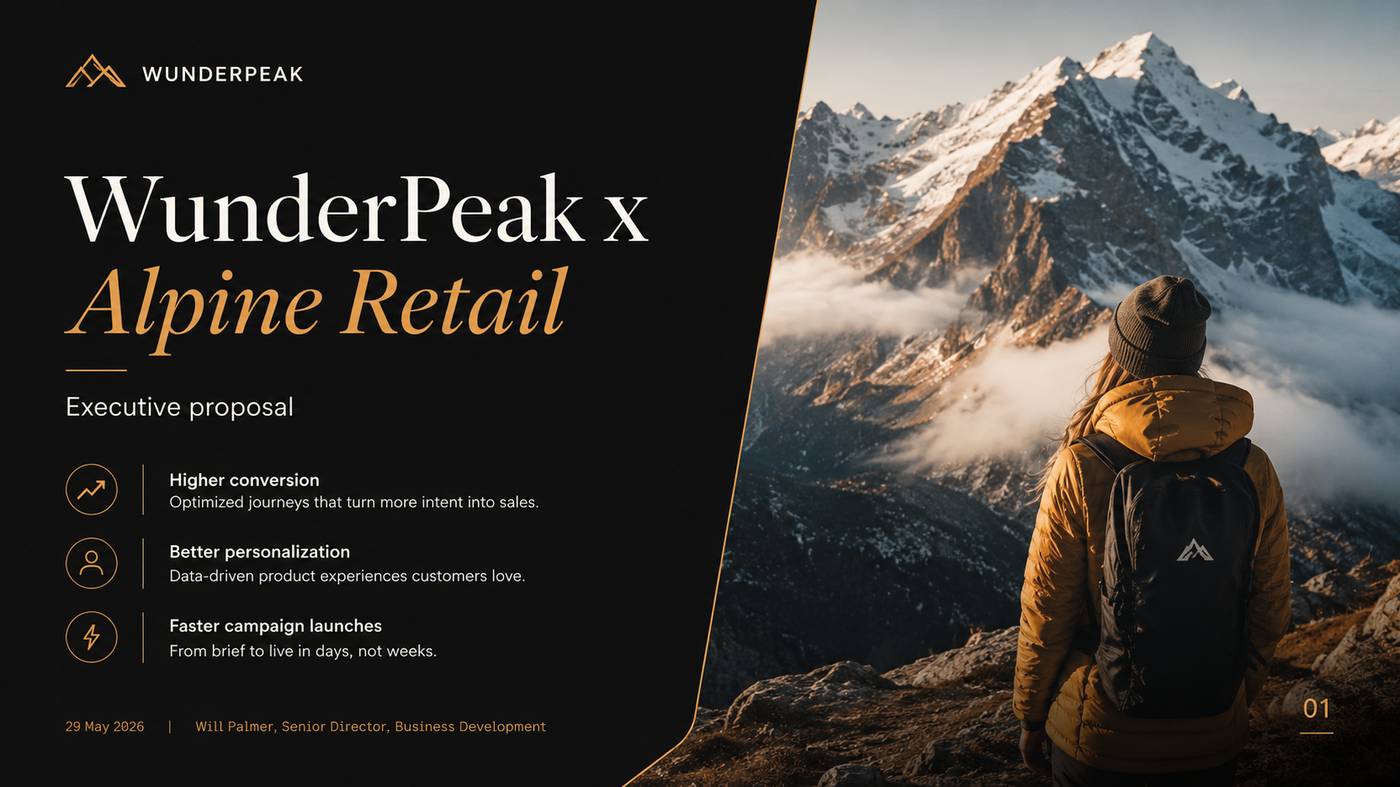 An on-brand sales proposal slide generated by Decky